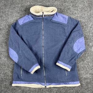 Cabelas Jacket Womens XL‎ Blue Sherpa Lined Fleece Full Zip Outdoor Warm Cozy
